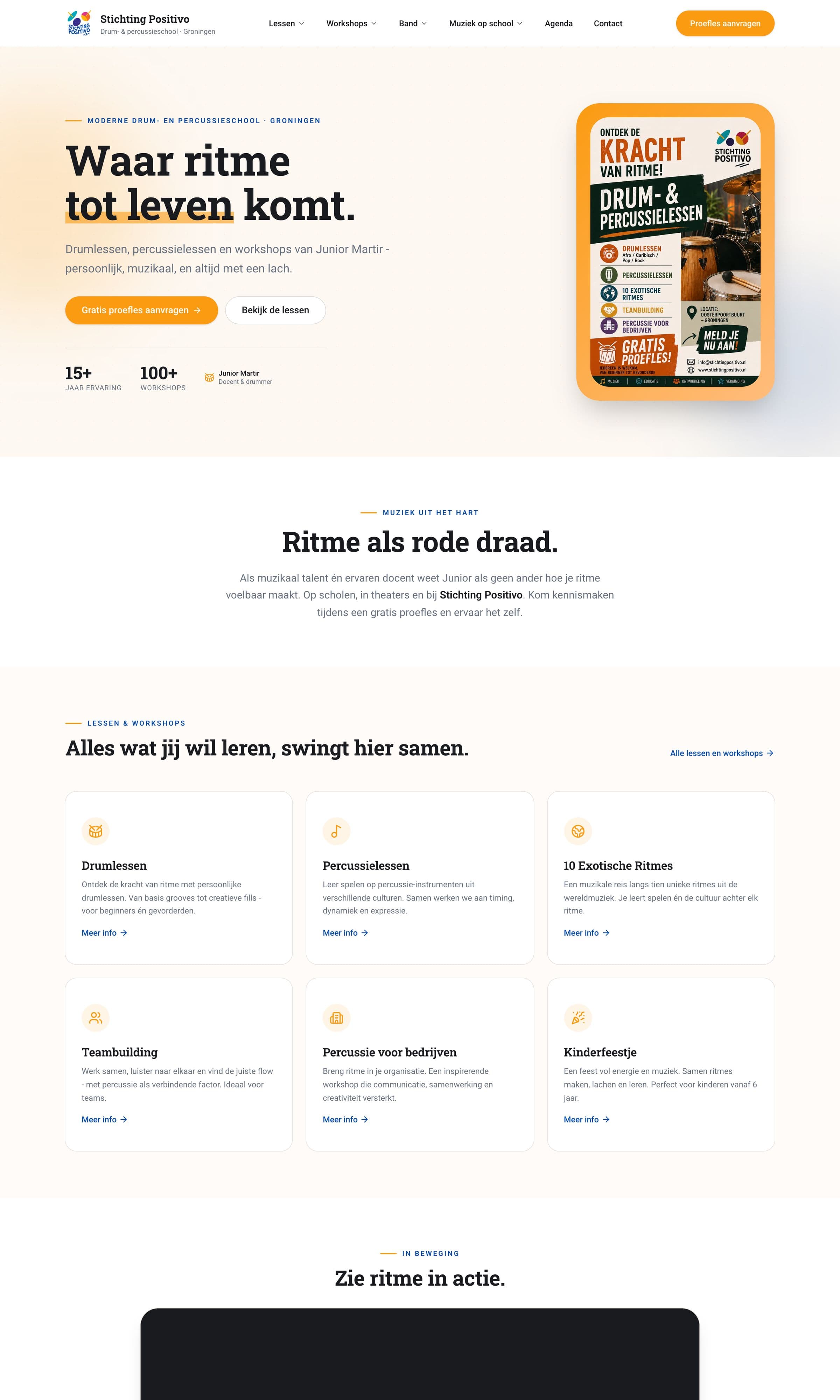 The first screens of Stichting Positivo, scrolled