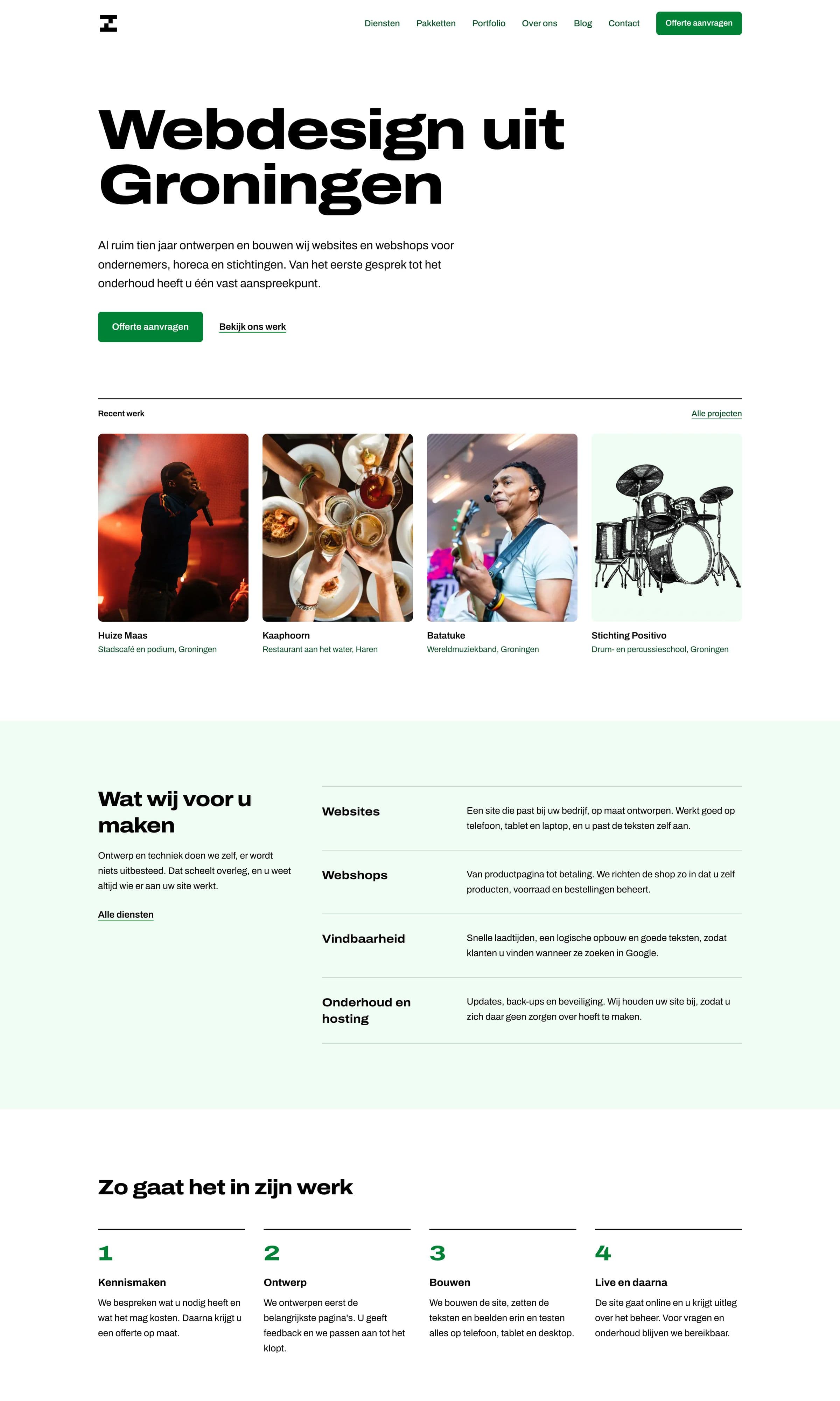 The first screens of Zieck Design, scrolled